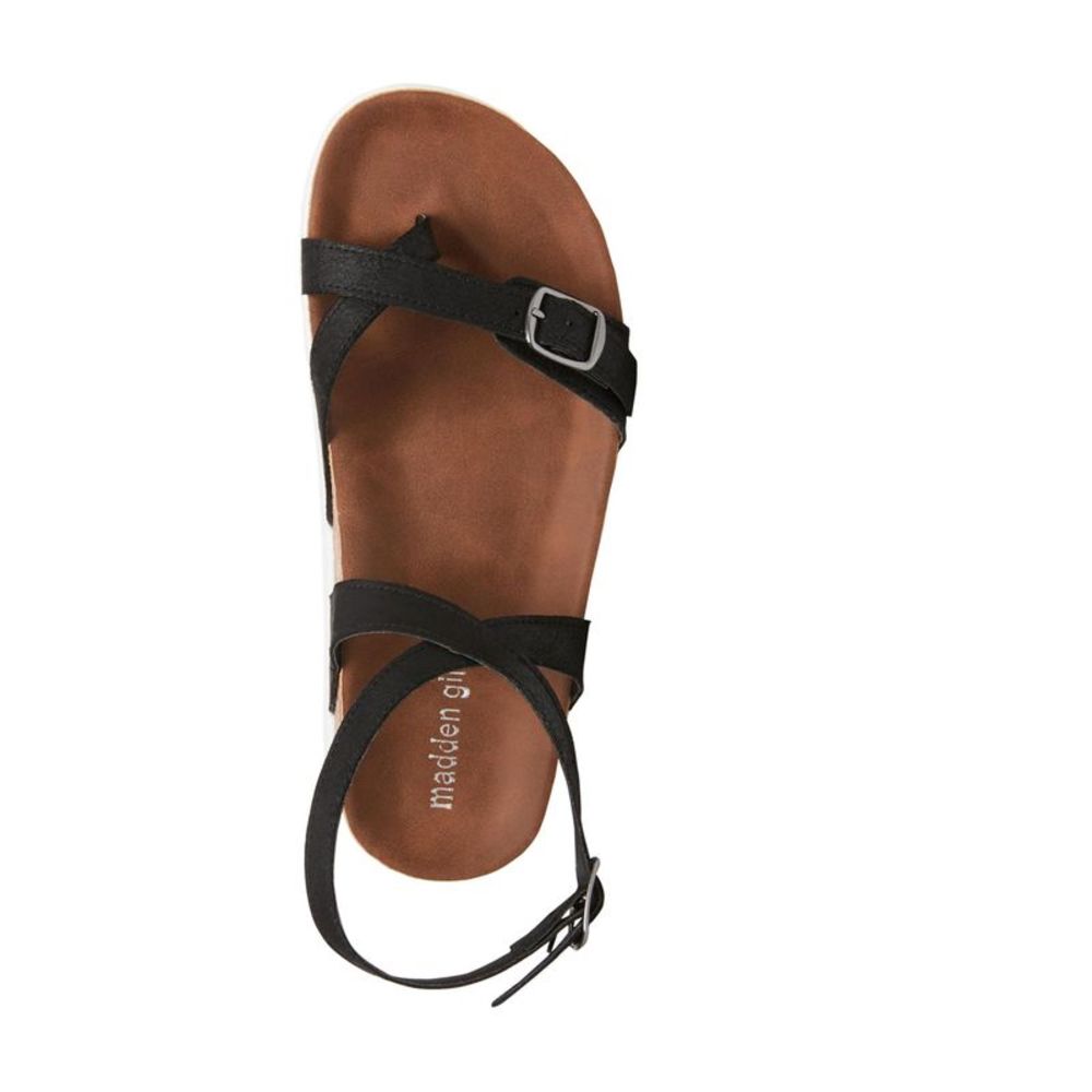 MADDEN GIRL Womens Black 1" Platform Garnett Round Toe Wedge Thong Sandals 7.5 M - Picture 3 of 4